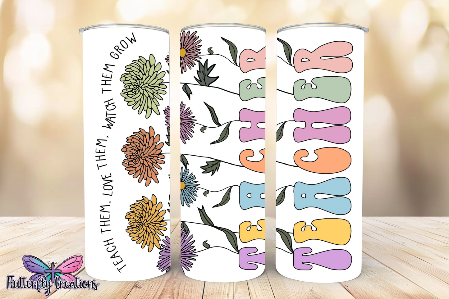 Flower Teacher Sublimation Tumbler