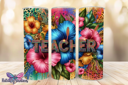 Flower Teacher Sublimation Tumbler
